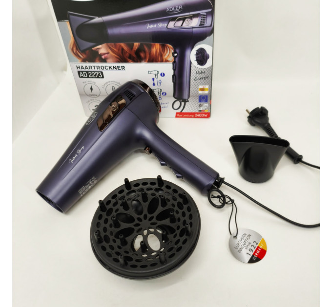 Фен з втягуючим шнуром Adler AD 2273 2400Вт