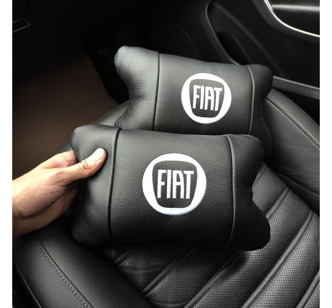 Набор подушек Fiat из натуральной кожи + вышивка логотипа и кожаный брелок в подарок