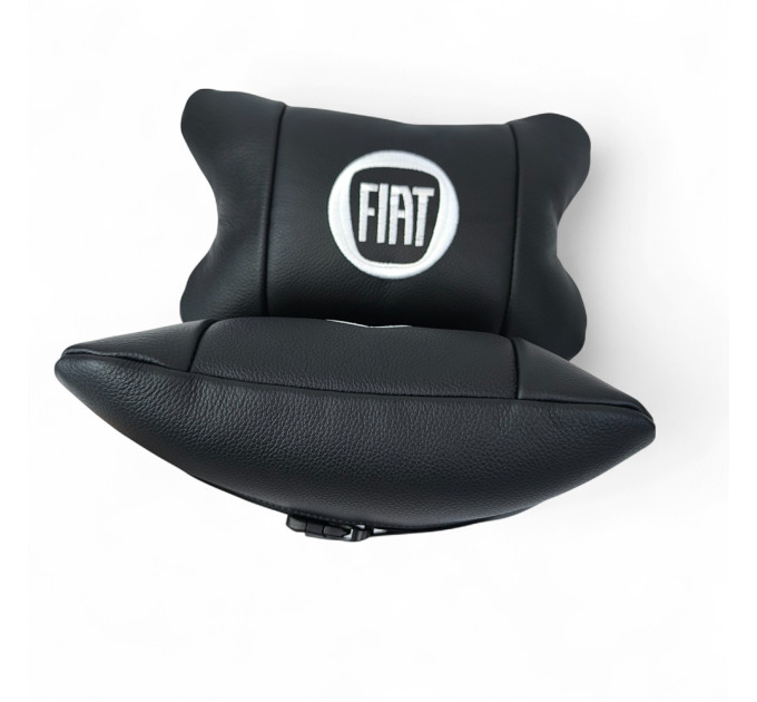 Набор подушек Fiat из натуральной кожи + вышивка логотипа и кожаный брелок в подарок