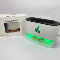 Лампа зволожувач повітря Docsal Flame 3 в 1 з соляним камінням, Портативний зволожувач лампа біла