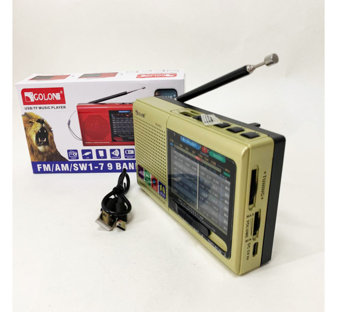 Портативная колонка радио MP3 USB Golon RX-6622. Цвет: золотой