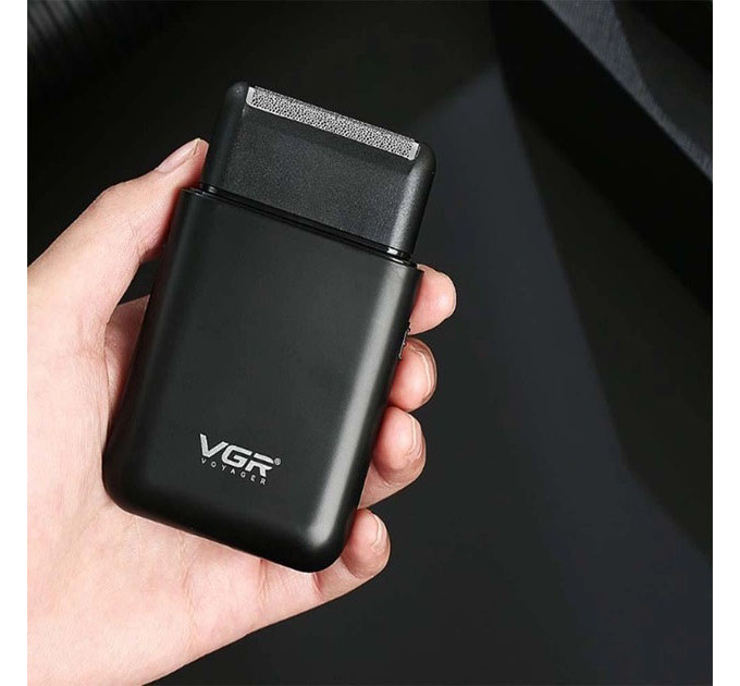 Аккумуляторная мужская мини электробритва VGR V-390 для бритья бороды и усов шейвер Black