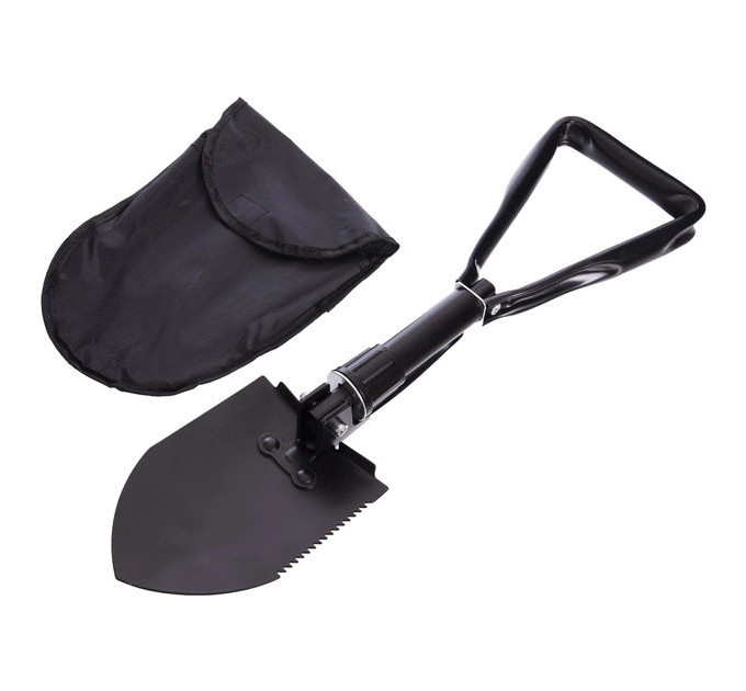 Лопата туристическая многофункциональная Shovel 009, мини лопата для кемпинга, саперная. Цвет: черный