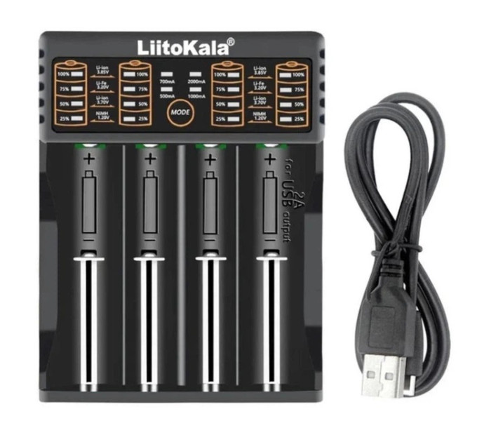 Зарядний пристрій LiitoKala Lii-402 Type-C для акумуляторів 18650, 26650, AA, AAA універсальний зарядник