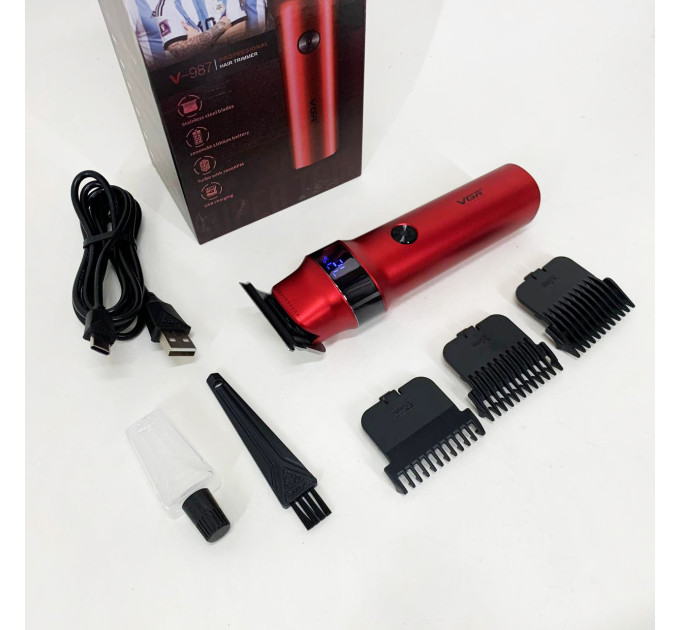 Машинка для стрижки волосся VGR V-987 RED, Бритва триммер для чоловіків