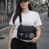 Тактическая сумка для патчей Cordura 600D — 5 карманов, мессенджер черный из ткани