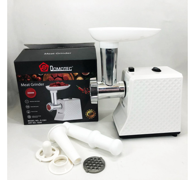Электрическая Мясорубка Domotec R3391 2000W, Мощная компактная мясорубка для дома 3 в 1