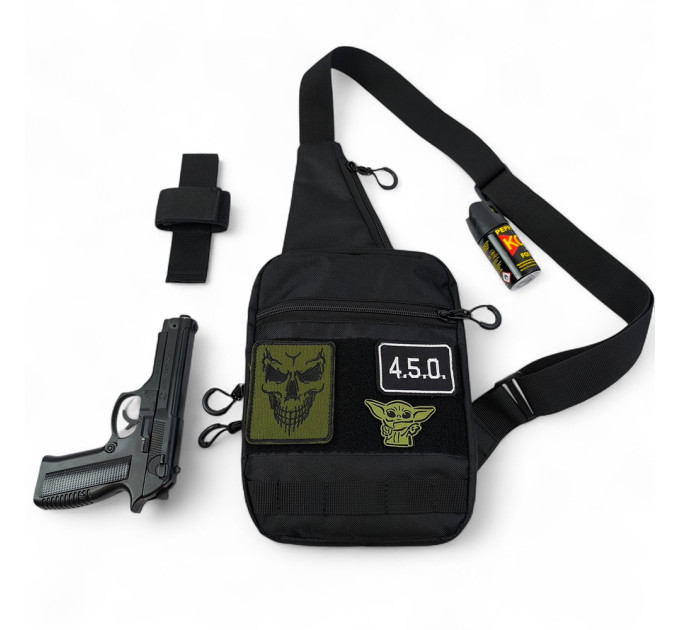 Тактична сумка на плече з кобурою, система MOLLE, патч-панель, Cordura