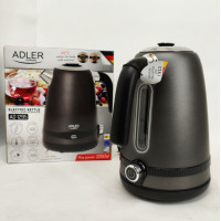 Чайник металевий Adler AD 1295 1.7л 1850Вт електричний з терморегулятором 40-100 ° С Gray