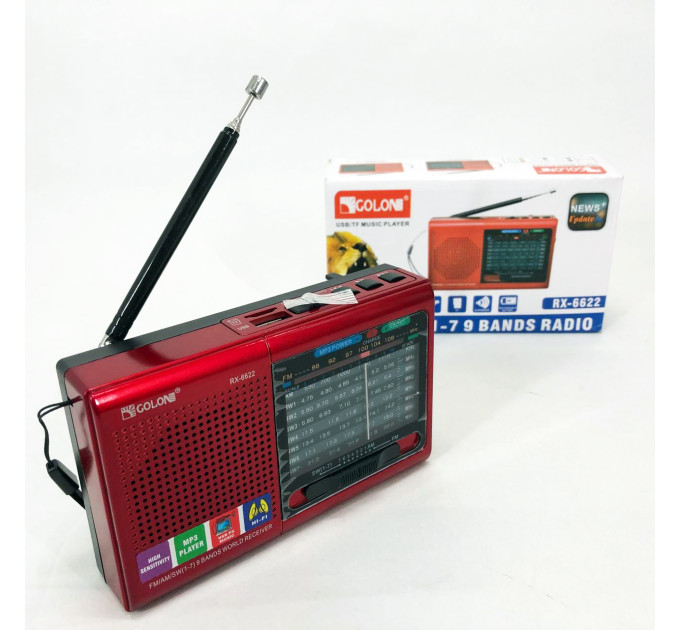 Портативна стовпчик радіо MP3 USB Golon RX-6622. Колір: червоний