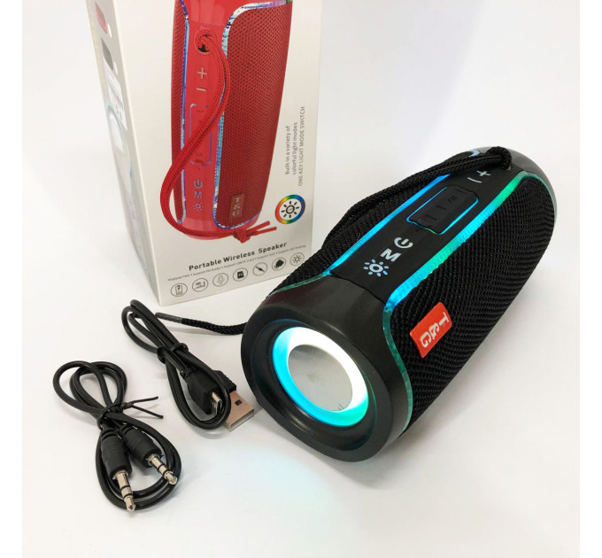 Портативна колонка Bluetooth з LED підсвічуванням TG288, акумуляторна колонка для музики. Колір: чорний