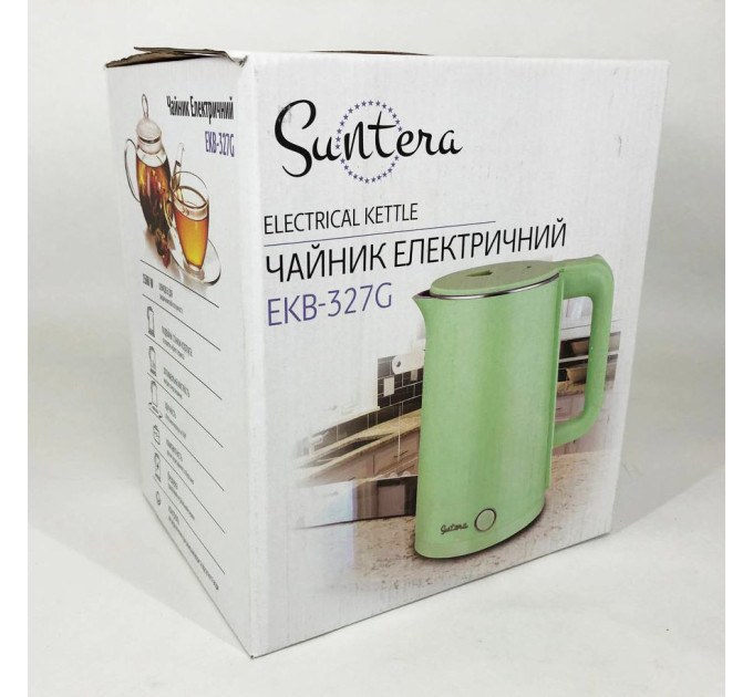 Электрочайник Suntera EKB-327G 1.8 Л, стильный электрический чайник, электронный чайник, чайник дисковый