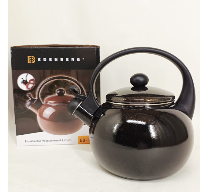 Емальований чайник Edenberg EB-12609 2.2л зі свистком Black