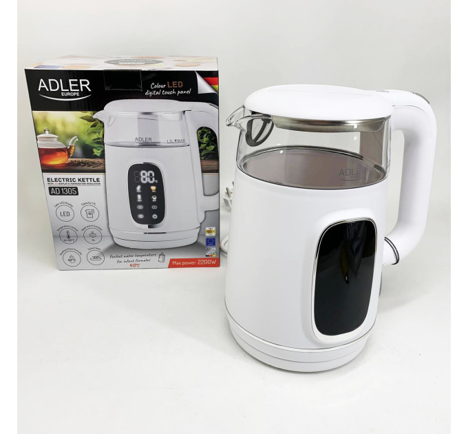 Чайник електричний Adler AD 1305 1.7Л 2200Вт White Silver