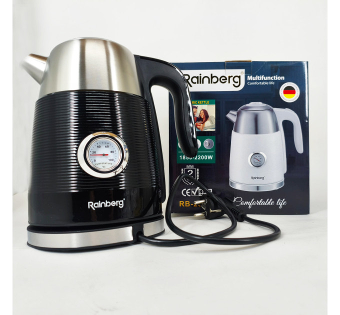 Чайник електричний з датчиком температури Rainberg RB-2314 Black