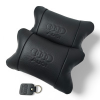 Набір шкіряних подушок Audi + брелок у подарунок, подушки на підголовник у авто