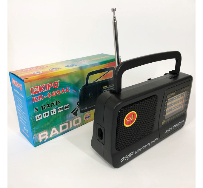 Радиоприёмник Kipo KB-409AC мощный радио FM c usb питание от батарейки R20 или от сети