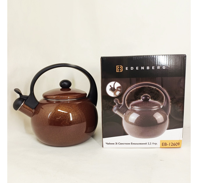 Емальований чайник Edenberg EB-12609 2.2л зі свистком Brown