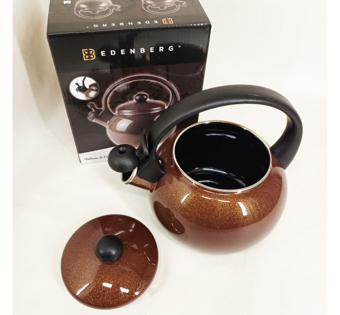 Емальований чайник Edenberg EB-12609 2.2л зі свистком Brown