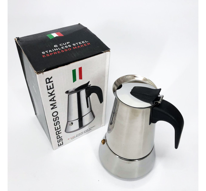 Кофеварка гейзерная Unique UN-1902 на 6 чашек 270 мл, Гейзерная кофеварка для электроплиты