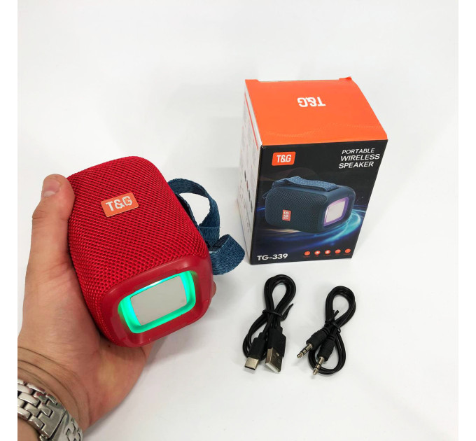 Портативна Bluetooth колонка TG339 5W з RGB підсвічуванням, Гучна блютуз колонка. Колір: червоний