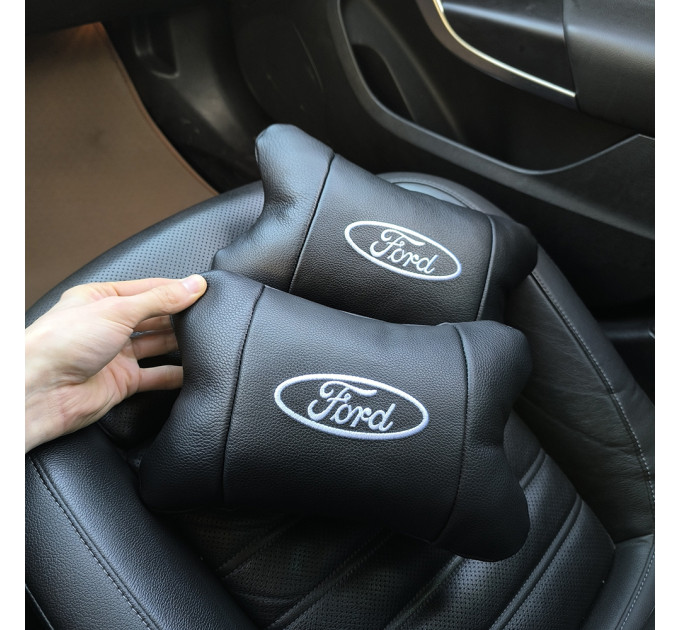 Набор автомобильных подушек 2шт для Ford, натуральная кожа, стильные подголовники для удобной поездки