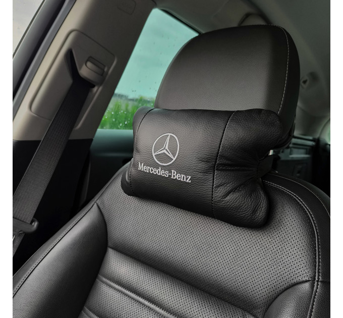 Мерседес 2шт, натуральная кожа, подушки на подголовник для авто с логотипом Mercedes-Benz