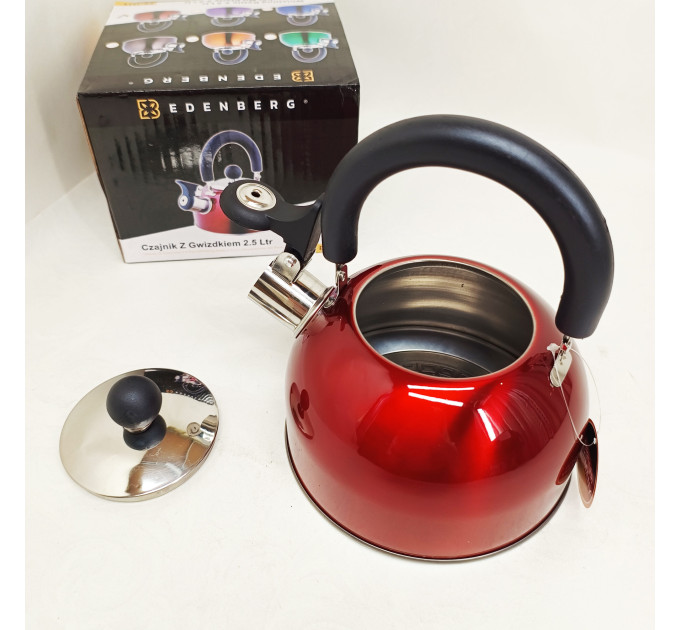 Чайник Edenberg EB-1346 із нержавіючої сталі зі свистком 2.5л Red
