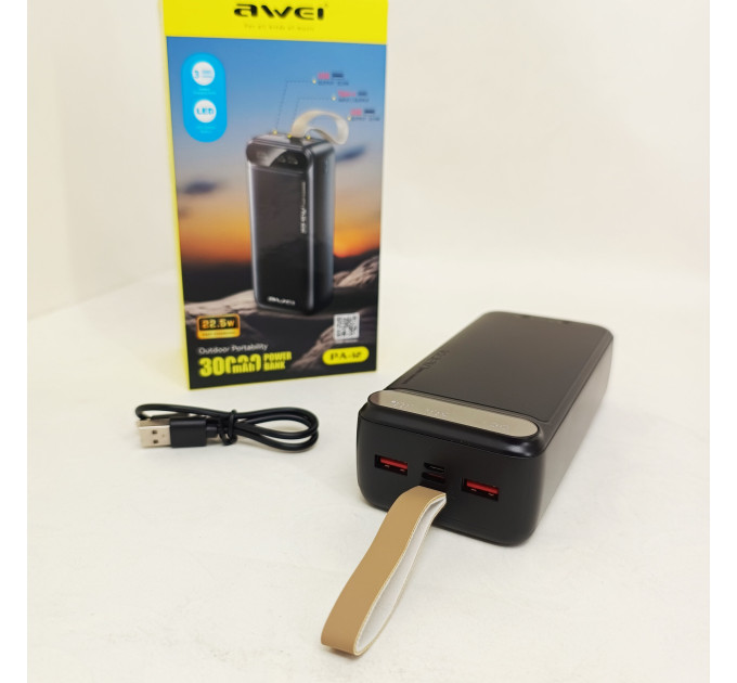 Внешний аккумулятор Power bank Awei PA-12 30000mAh PD22,5W быстрая зарядка