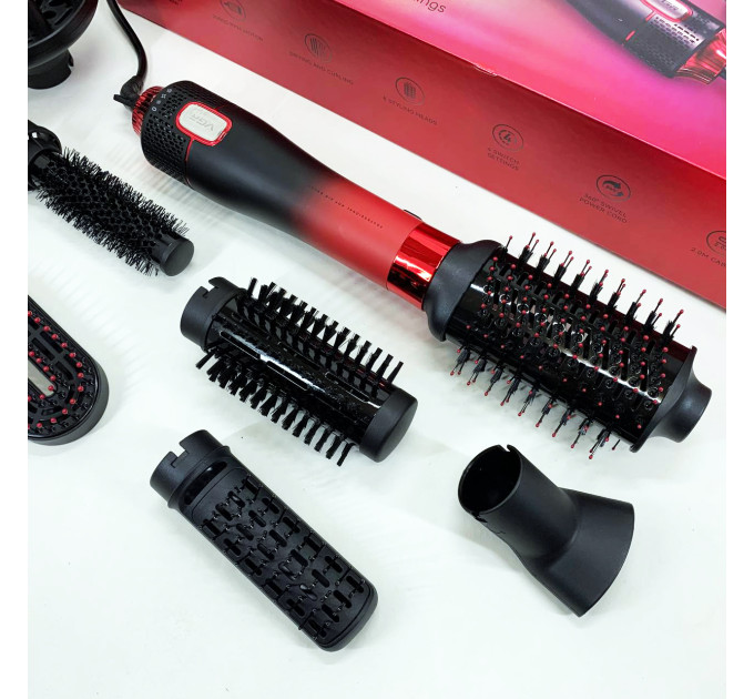 Фен-щетка стайлер VGR 8 в 1 V-488. Цвет: красный
