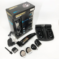Машинка для стрижки 5в1 Geemy GM-853 стайлер, бритва, триммер на акумуляторі нержавіюча сталь 6 насадок