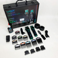 Комплект VGR 2 в 1 V-885 S2 GREEN, аккумуляторная машинка для стрижки и триммер