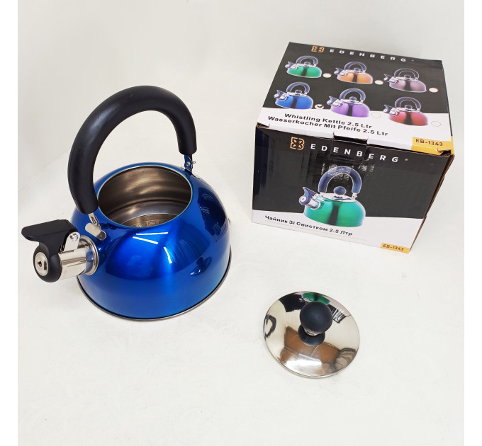 Чайник Edenberg EB-1346 із нержавіючої сталі зі свистком 2.5л Blue
