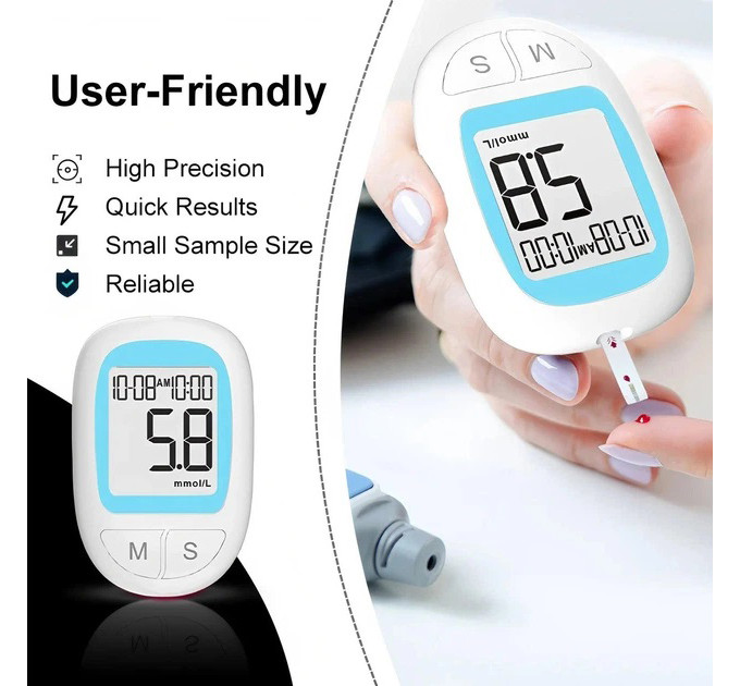 Глюкометр електронний Blood Glucose Meter BGM503 вимірювач рівня цукру в крові портативний