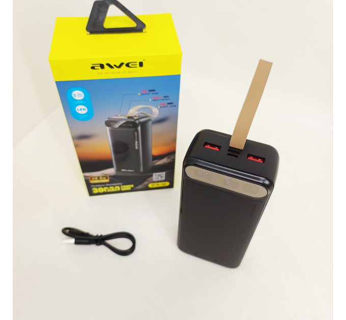 Внешний аккумулятор Power bank Awei PA-12 30000mAh PD22,5W быстрая зарядка