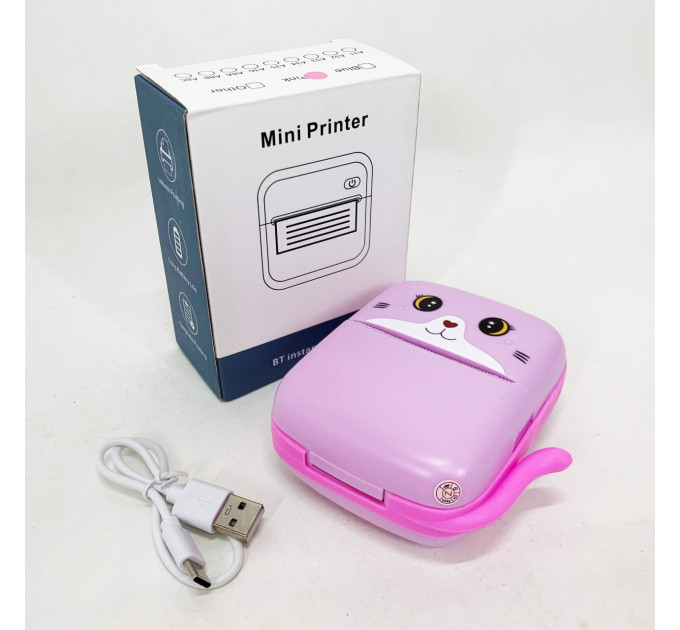 Портативный детский термопринтер с Bluetooth A8 Cat мини принтер для телефона Pink