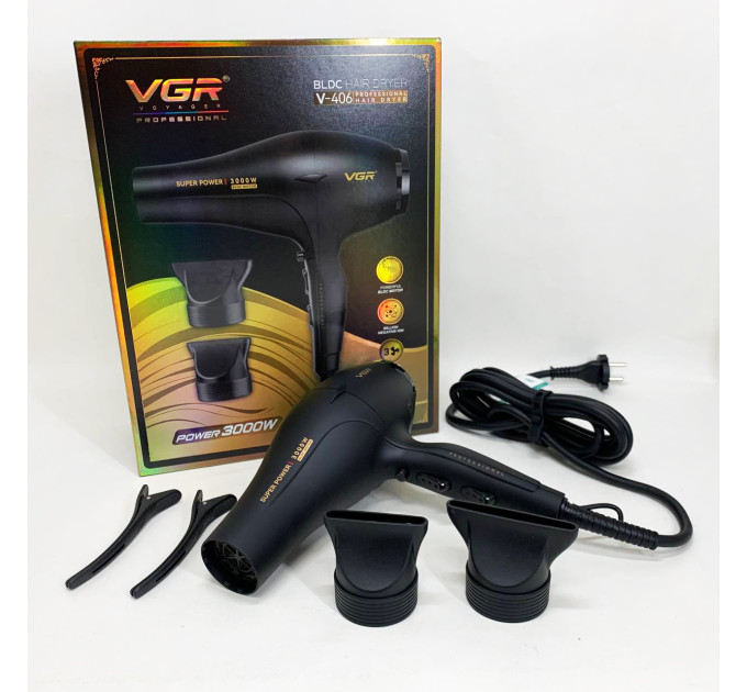 Фен VGR V-406 BLACK 3000Вт