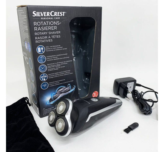 Электробритва для мужчин роторная Silver Crest SRR 3.7 C3 аккумуляторная