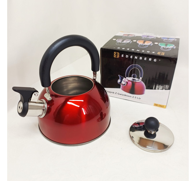 Чайник Edenberg EB-1346 із нержавіючої сталі зі свистком 2.5л Red