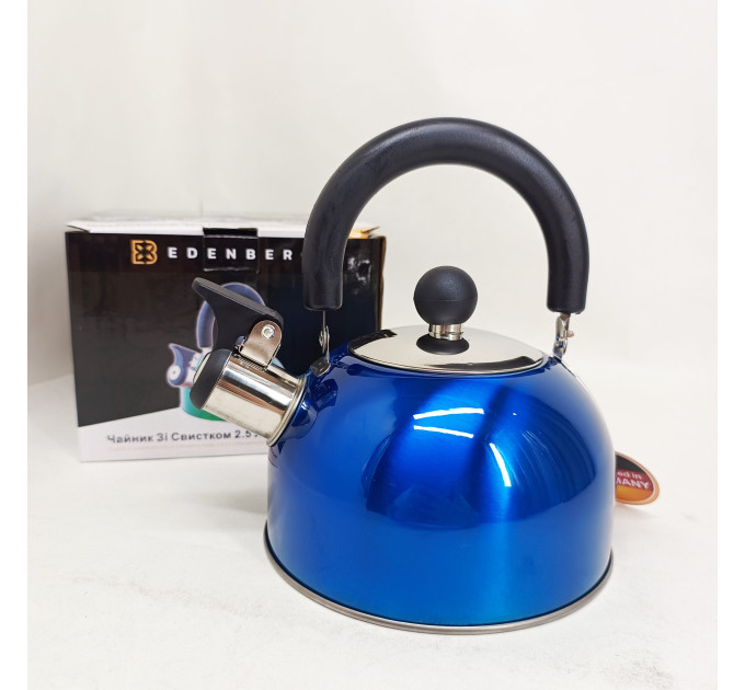 Чайник Edenberg EB-1346 із нержавіючої сталі зі свистком 2.5л Blue