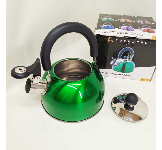 Чайник Edenberg EB-1346 із нержавіючої сталі зі свистком 2.5л Green