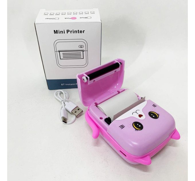 Портативный детский термопринтер с Bluetooth A8 Cat мини принтер для телефона Pink