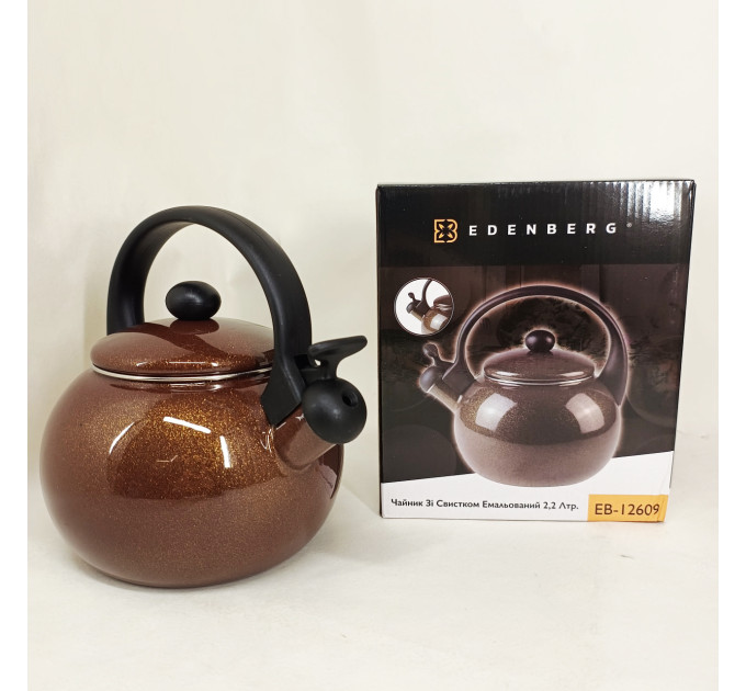 Емальований чайник Edenberg EB-12609 2.2л зі свистком Brown