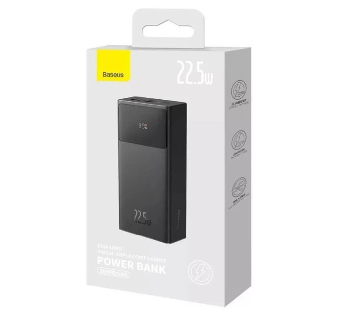 Повербанк 30000mAh 22.5W Baseus Star-Lord Digital Display 2xUSB/Type-C/microUSB швидка зарядка