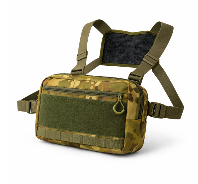 Тактическая нагрудная сумка Multicam Cordura 1000D с MOLLE и патч-панелью, 5 карманов, 30×20×8 см
