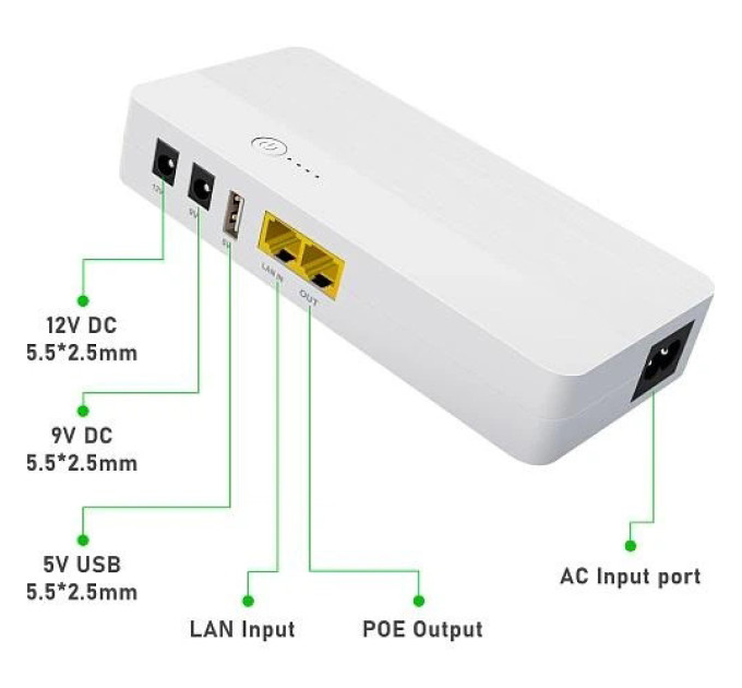 Безперебійник (UPS) для WI-Fi роутера WGP POE04 8800mAh (32.56WH) 18W підтримує 9/12V до 10 годин автономної роботи