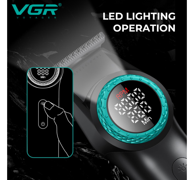 Тример VGR V-977 BLACK, регулювання потужності 6000 - 8000 RPM
