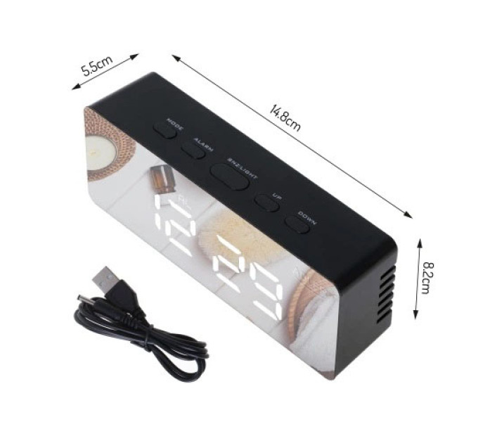 Настільний годинник-будильник Adler AD 1189 Black з термометром, LED-підсвіткою та USB-живленням