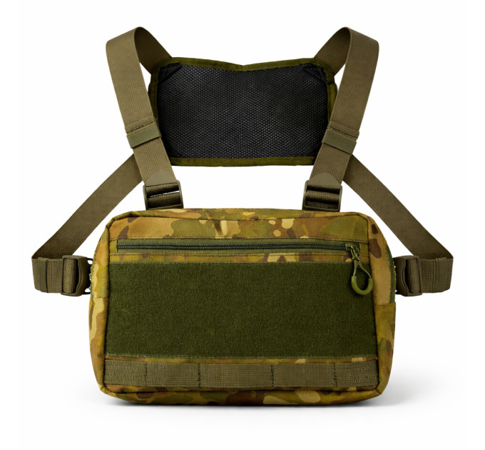 Тактическая нагрудная сумка Multicam Cordura 1000D с MOLLE и патч-панелью, 5 карманов, 30×20×8 см