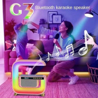 Нічний акумуляторний RGB G3 з бездротовою зарядкою 15W Bluetooth колонка Настільна смарт лампа White